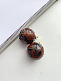 kırmızı leopar desenli top vıp küpe