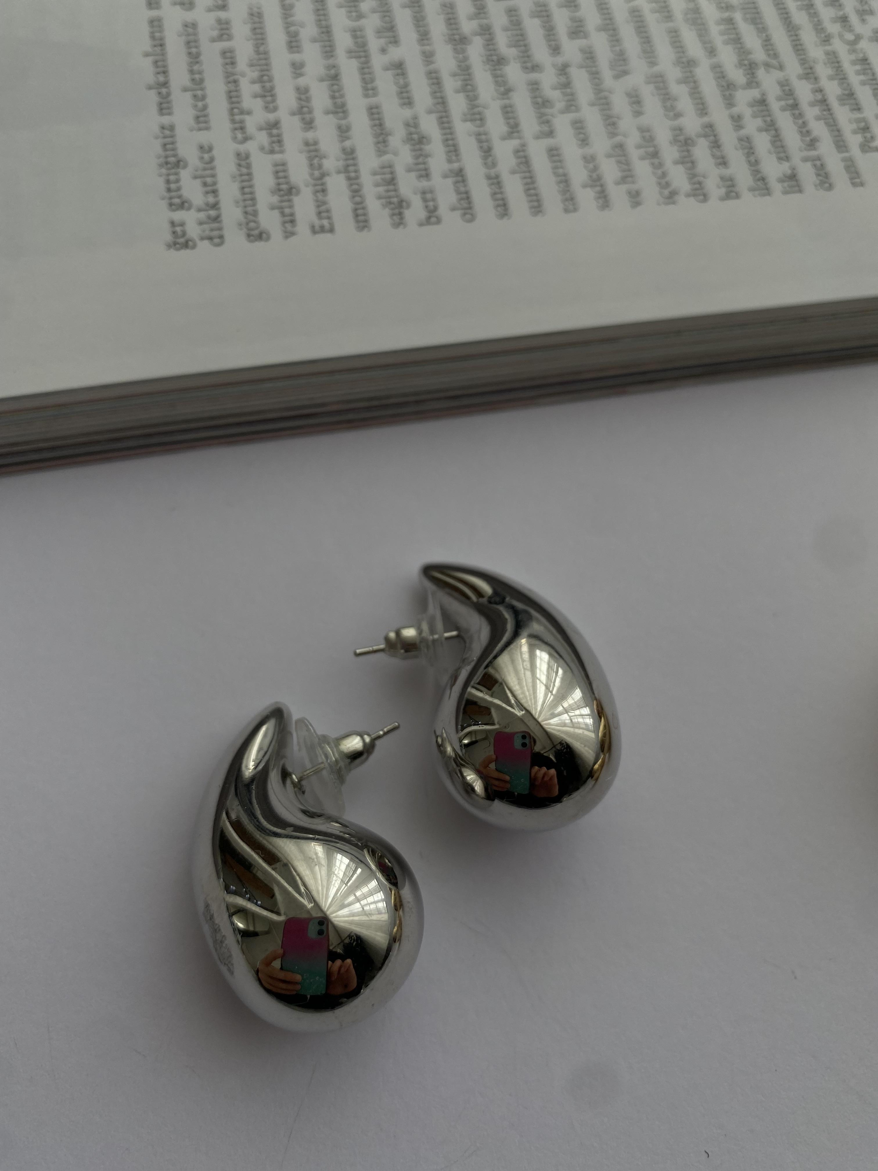 Damla gümüş küpe